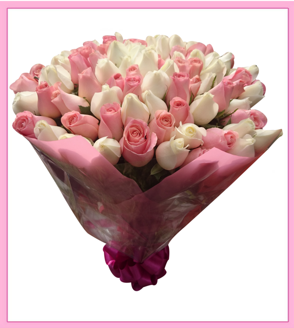 Perceptivo Crónica Muy enojado Ramo de rosas blancas y rosas 100 piezas | Florería Liliana | Flores a  domicilio CDMX
