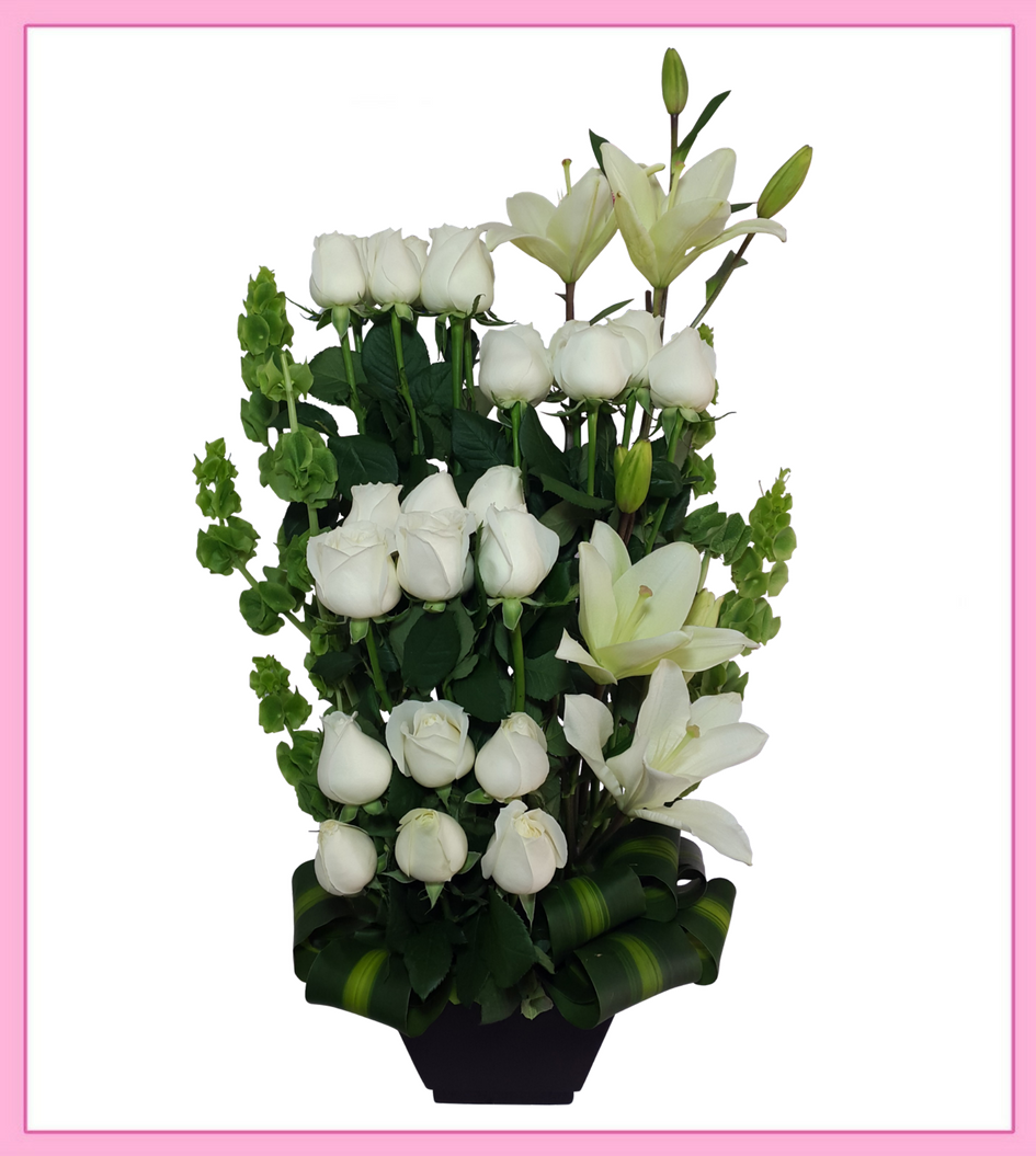 Arreglo de rosas blancas 24 piezas | Florería en Línea