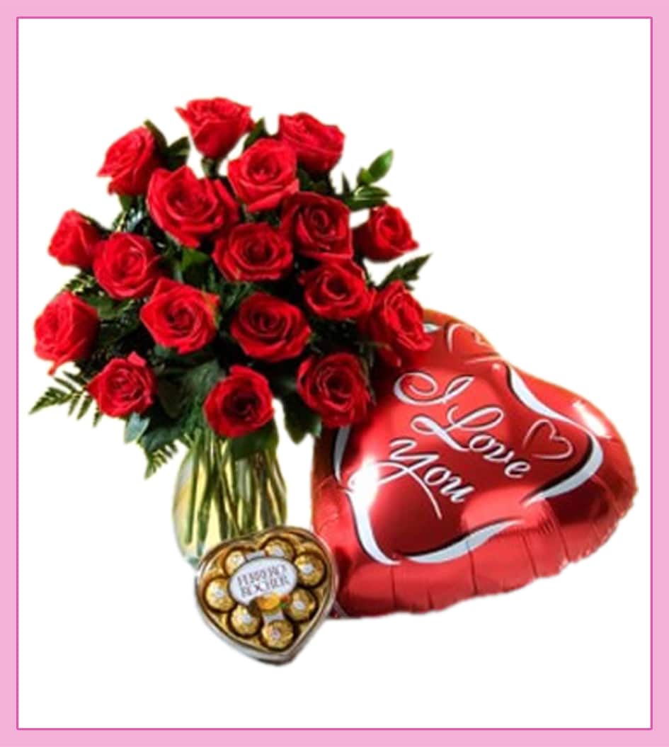 Arreglo de rosas con globo y chocolates | Florería Liliana | Flores a  domicilio CDMX