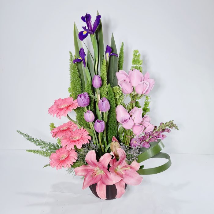 Arreglo de Tulipanes 4 piezas color rosa
