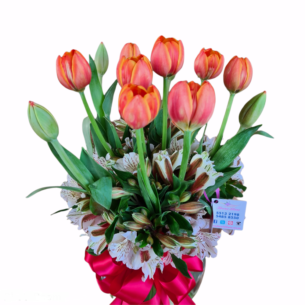 Arreglo de 10 tulipanes y alstroemerias