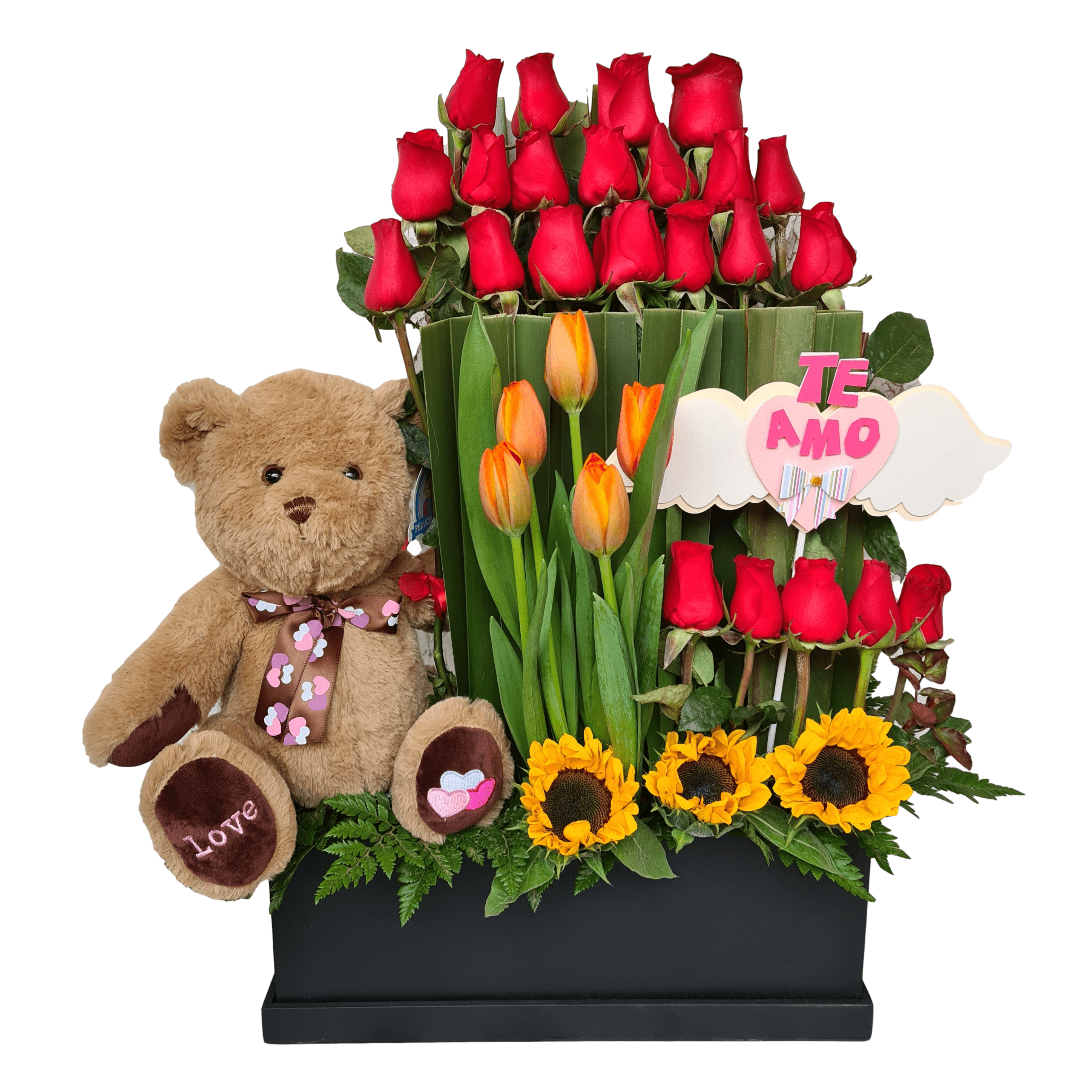 Arreglo de rosas, tulipanes y girasoles | Florería Liliana | Flores a  domicilio CDMX