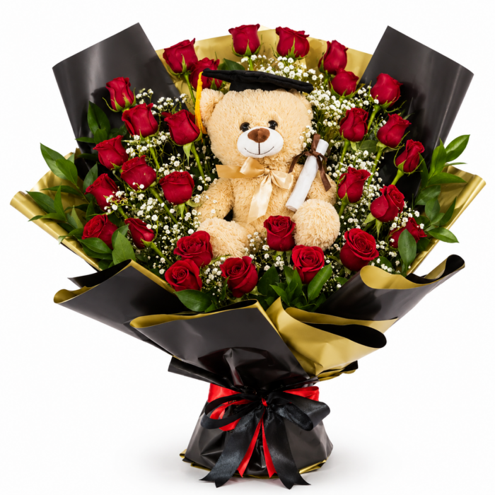 48 rosas rojas con oso de peluche regalos para graduacion cdmx
