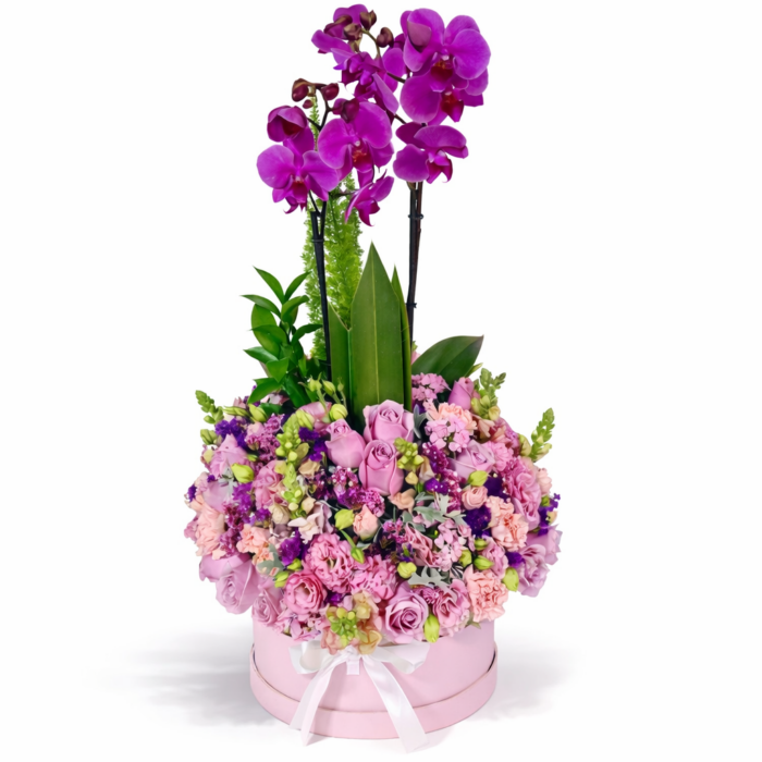 Caja de rosas y orquídeas Flores para Mamá