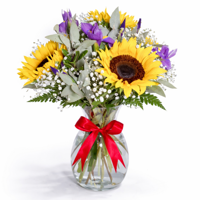 arreglo de girasoles en florero
