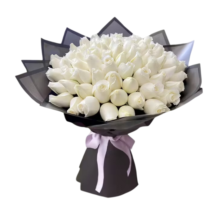 Ramo Majestic: 100 Rosas Blancas de Élite